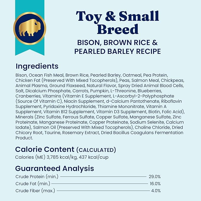 Solid Gold Toy & Small Breed Dog Food Dry Small Bites – Real Bison & Healthy Whole Grain Dogfood – Potato Free, High Fiber Healthy Dog Kibble w/Probiotics for Gut Health – NutrientBoost™ – 11 lb
