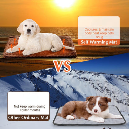 4 Pack Self Heating Cat Pad 16 x 20 Inch Self Warming Cat Bed Non Slip Warm Dog Pad Mat Washable Pet Kennel Crate Bed Mat for Indoor Outdoor Pets(Dark Coffee,16 x 20 Inch)