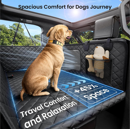 REEVAA Dog Car Seat Cover for Back Seat, Hard Bottom Dog Hammock, Pet Bed Extender for 2-4 Large/Medium Dogs, Waterproof Seat Protector, Universal L Size Fits for SUV Medium Truck, Black