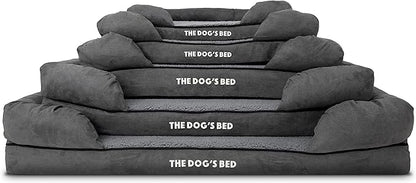 The Dog’s Bed, Large Grey Plush Memory Foam, Pain Relief: Arthritis, Hip & Elbow Dysplasia, Post Surgery, Lameness, Supportive, Calming, Waterproof Washable Cover