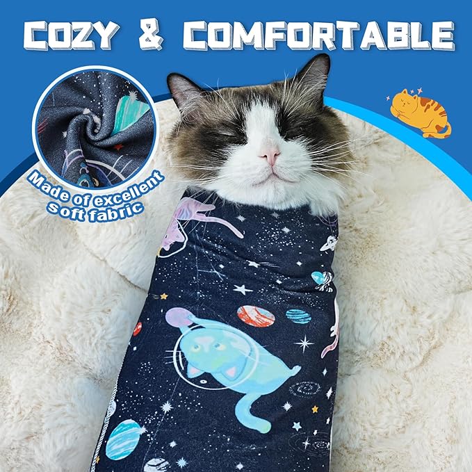 Supet Cat Grooming Wrap for Cutting Nails, 2025 Self-Adherent Cat Wrap, Anti-Escape Calming Cat Swaddle Wrap for Medicine, Nail Clipping, Teeth Brushing, Ear Cleaning