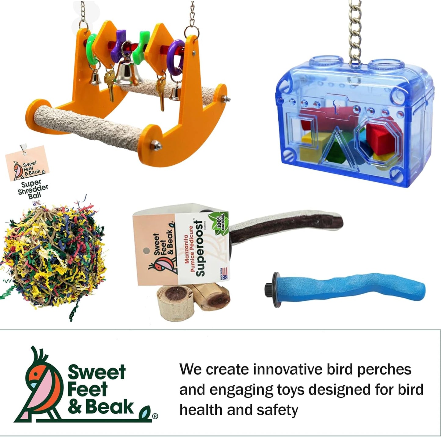 Sweet Feet and Beak Tweeter Totter - Perfect Cage Toy Stimulates Visual and Physical Activity - Safe, Non-Toxic, Cage Accessories for Small Birds