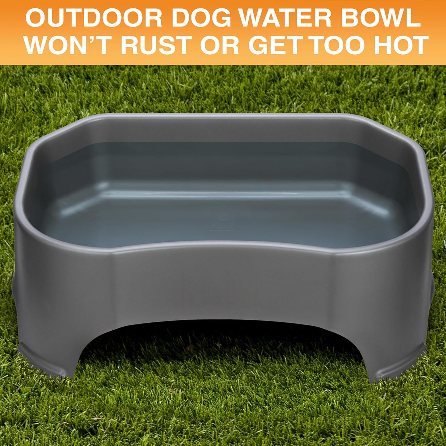 Neater Pet Brands Extra Large Water Bowl for Dogs, Outdoor Dog Water Bowl (2.25 Gallon Extra-Large Capacity), Big Trough Style Food Dish for Indoors or Outside, No Spill Large Dog Bowls, Gunmetal Grey
