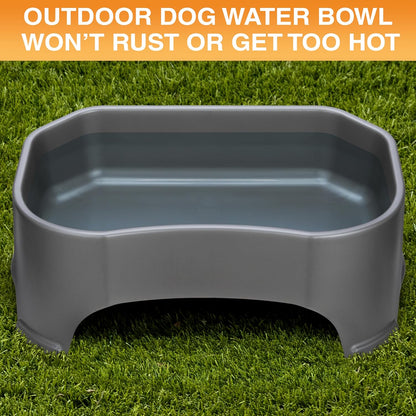 Neater Pet Brands Extra Large Water Bowl for Dogs, Outdoor Dog Water Bowl (2.25 Gallon Extra-Large Capacity), Big Trough Style Food Dish for Indoors or Outside, No Spill Large Dog Bowls, Gunmetal Grey