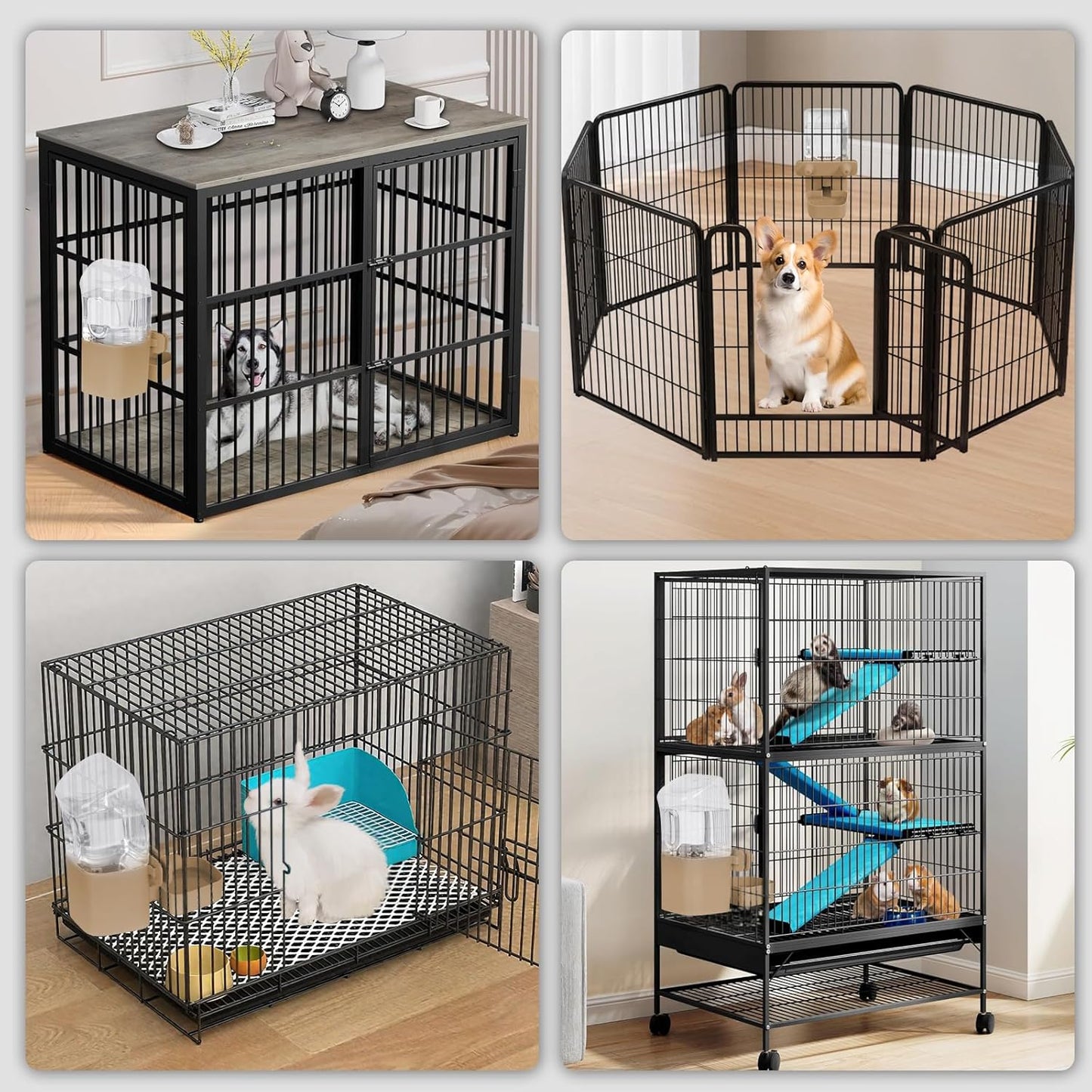 50 oz Rabbit Water Dispenser,Gravity Dog Water Bowl Dispenser for Cage,Auto Water Bottle for Ferret,Cat,Dog and Other Animals, Compatible with Widemouth Cages