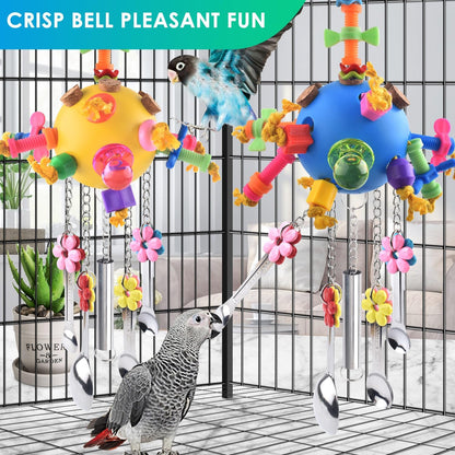 KATUMO Bird Toys, 2PCS Parrot Pull Spoons Colorful Acrylic Stick Chew Toys for Amazon Parrot, Parakeet, African Grey, Conure, Caique, Quaker, Small Cockatoo, Mini Macaw, Eclectus and Similar Birds