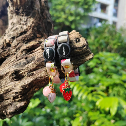 2 Pack Cotton Breakaway cat Collars with Bell,Safety Quick Release Pendant Cute Kitten Collar,Adjustable 20-30cm (Pink+Pink, 20-30cm)