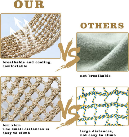 23 × 9 Inch Large Bearded Dragon Hammock, Reptile Window Bed, Seagrass Mat Window Perch Toy with Powerful Suction Cups, Climbing Accessories for Bird Parrot Lizard Leopard Gecko Guinea Pig Rat