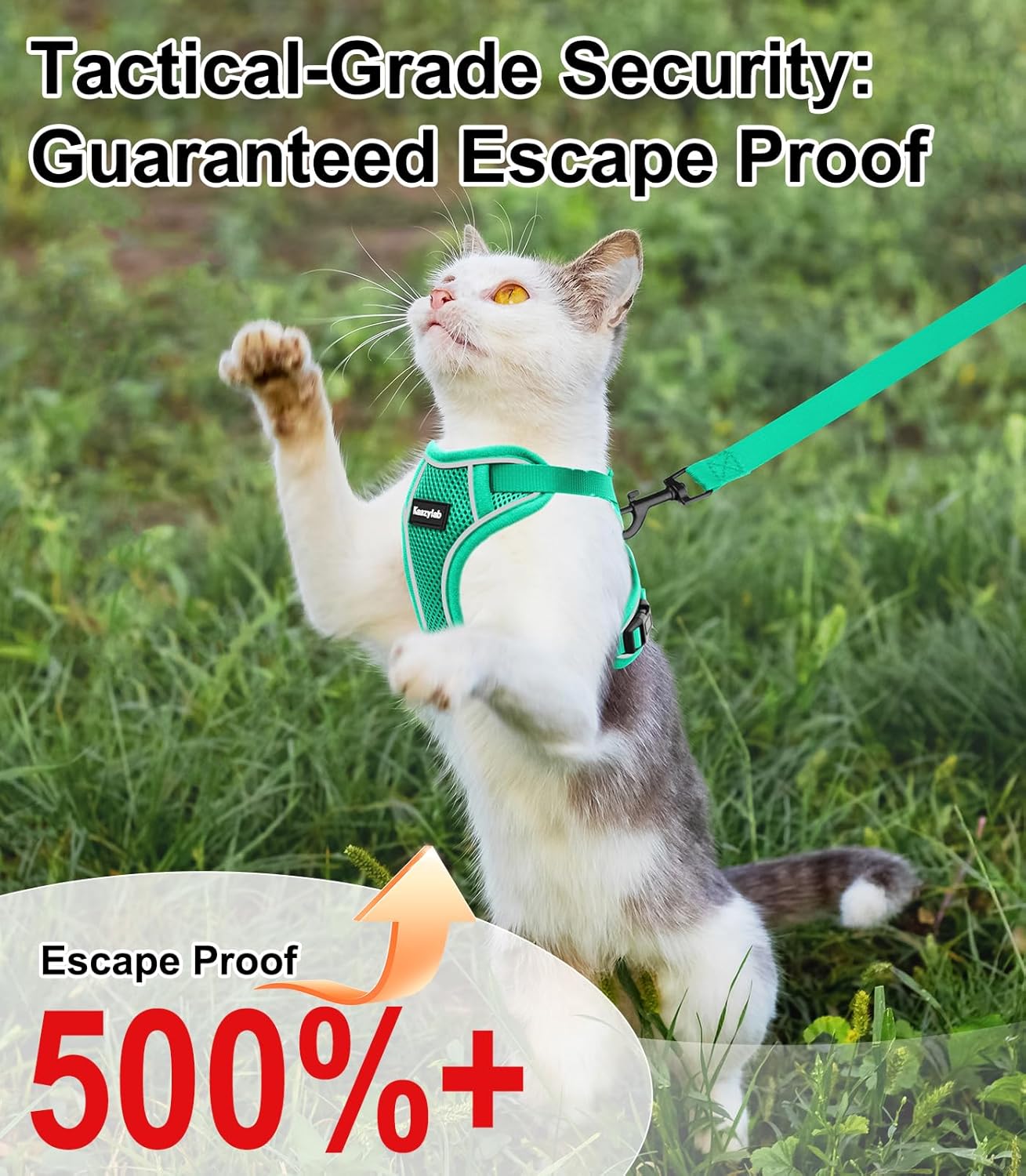 Cat Harness and Leash for Walking Escape Proof Soft Adjustable Cat Leash Breathable Comfortable Vest Easy to Wear Kitten Harness for Outdoor Travel Emerald M