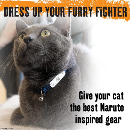 Naruto Breakaway Cat Collars for Girl & Boy Cats | Officially Licensed Naruto Shippuden Hidden Leaf Village Pet Accessories & Gifts, (8.5” to12”) Adjustable Cute Kitten Collar with Bell (Black, Ninja)