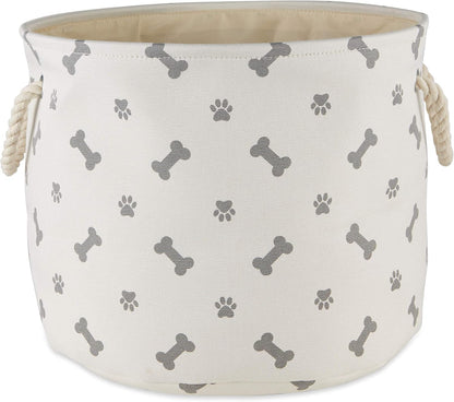 Bone Dry 5511 Pet Storage Collection Paw and Bone Print, Medium Round, Gray