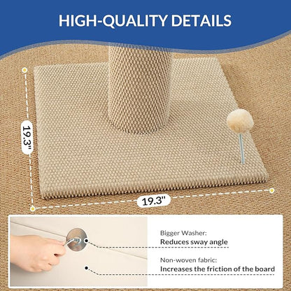 Cat Craft Cat Scratching Post Large Reticulate Carpet Scratching Post for Indoor Cats, Tall Cat Scratch Post, Carpet Cat Scratcher with Replaceable Toys, Sturdy Base, Large, Beige