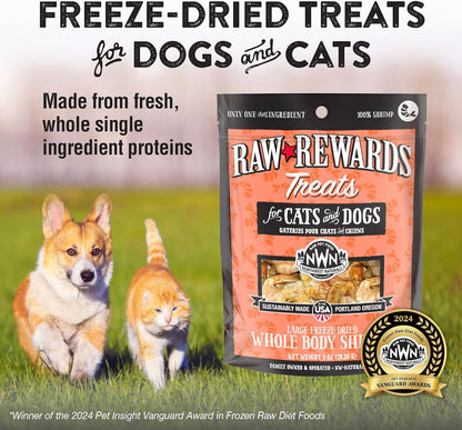 Northwest Naturals Raw Rewards Freeze-Dried Shrimp Treats for Dogs and Cats - Bite-Sized Pieces - Healthy, 1 Ingredient, Human Grade Pet Food, All Natural, Proudly Made in USA, 1 Oz