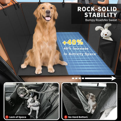 Back Seat Extender for Dogs,Hard Bottom Car Seat Cover,100% Waterproof 600D Heavy Durable Scratchproof Leather Car Dog Cover Back Seat,Non Slip Easy Clean Car Seat Protector,with Storage Bag