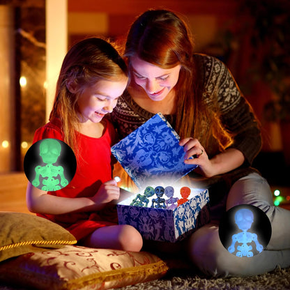 14 pcs 3D Printed Skeleton Figurines, Colorful 3.15 Inch Halloween Decorations, Fun Spooky Skull Toys for Desk, Party, or Shelf Display