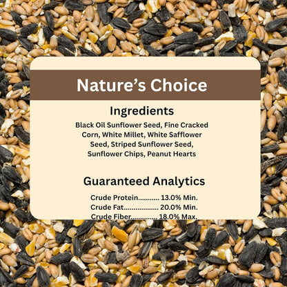 Blue Seal Song Nature's Choice Wild Bird Seed | High Energy Mix, No Filler | Sunflower and White Safflower Seeds | Attracts Variety of Wild Outside Birds | Shell-Free Mix | Made in USA | 8 Pound Bag