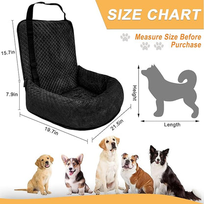 Sephyroth Dog Car Seat for Small/Medium Dogs,Dog Car Bed Washable Pet Travel Safety Car Seat,Super Soft Safe Removable Pet Booster Seat,Fits for All Cars(Black)