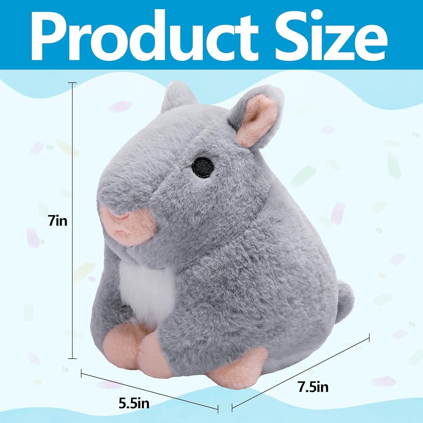 7" x 5.5" x 7.5" Chinchilla Plush Toys for Guinea Pigs, Hamsters, Ferrets, Soft Grey Chinchilla Stuffed Animal Toy, Chinchillas Pet Companion Doll Gifts for Hedgehogs, Small Animal Relieve Loneliness