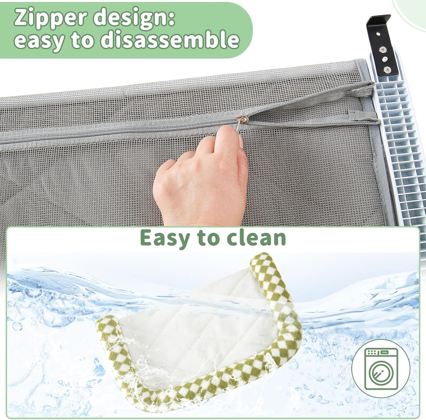 Sunhoo Cat Window Perch Hammock Sturdy Windowsill Bed Seat for Large Cats No Drilling No Suction Adjustable Kitty Shelf with Washable Cover Easy Assembly Holds up to 40 lbs 24.8 * 15 in (Green, L)