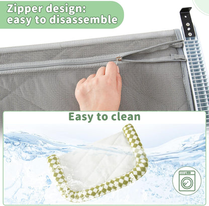 Sunhoo Cat Window Perch Hammock Sturdy Windowsill Bed Seat for Large Cats No Drilling No Suction Adjustable Kitty Shelf with Washable Cover Easy Assembly Holds up to 40 lbs 24.8 * 15 in (Green, L)