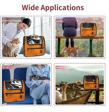 Spider Web 2 Cat Carriers Dog Carrier Pet Carrier with Locking Safety Zippers for Cats, Kitties, Puppies and Small Dogs