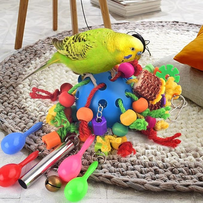 KATUMO Parrot Toys, Parakeet Foraging Shredder Hanging Toys Bird Ball Treats for Conure Mini Macaw Cockatiel Lovebird Small-Medium Birds