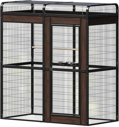 Large Bird Cage for Parakeets Outdoor Bird Aviary Parrot Cage with Perch, Birdcage for Macaws Canaries Parrots Budgie Lovebirds-Black