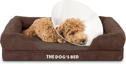 The Dog’s Bed Orthopedic Dog Bed Medium Brown Plush, Premium Memory Foam, Pain Relief: Arthritis, Hip & Elbow Dysplasia, Post Surgery, Lameness, Waterproof Washable Cover