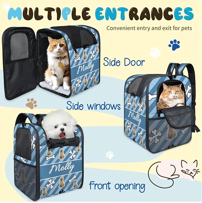 Cat Backpack Carrier-Customizable, Breathable Pet Carrier Backpack for Outdoor Travel/Vet Visits/Daily Use, Adjustable & Secure Design for Small Dogs and Cats Style12