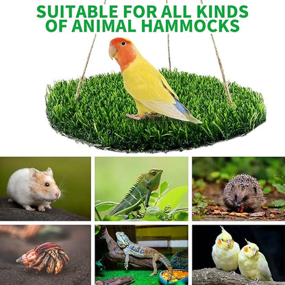 FlidRunest Large Bird Foraging Mat Toys, Natural Bird Grass Hammock Swing Toy with Hooks, Climbing Perch Hanging Toy for Parakeets, Parrot, Cockatiels, Bearded Dragon, Snake