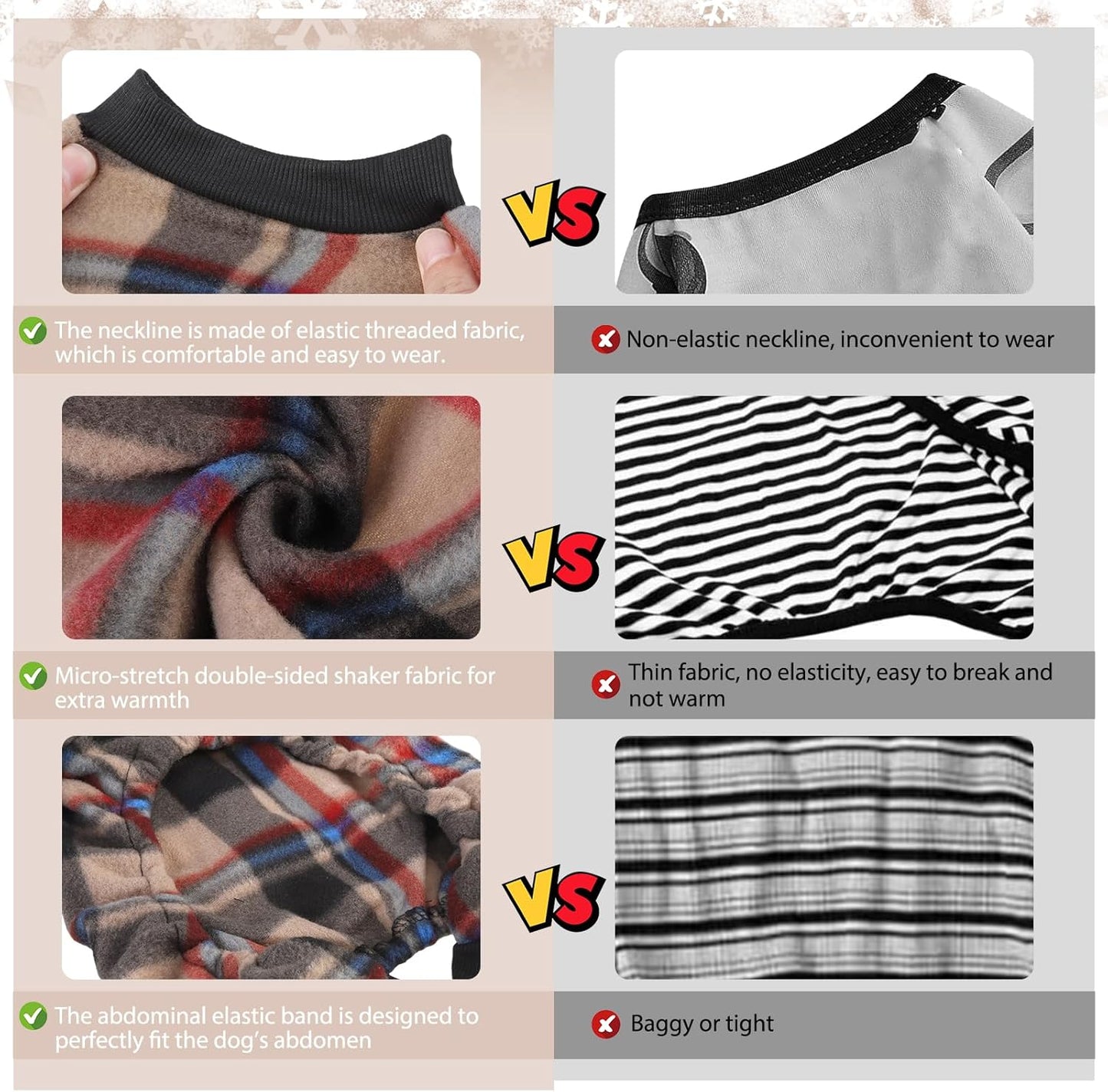 SCENEREAL Fall Dog Pajamas for Small Dogs, Thanksgiving Small Dogs Sweater, Soft and Warm Puppy Clothes, Holiday Onesie Christmas Outfits for Doggie Cold Winter - Dog Jammies Pjs