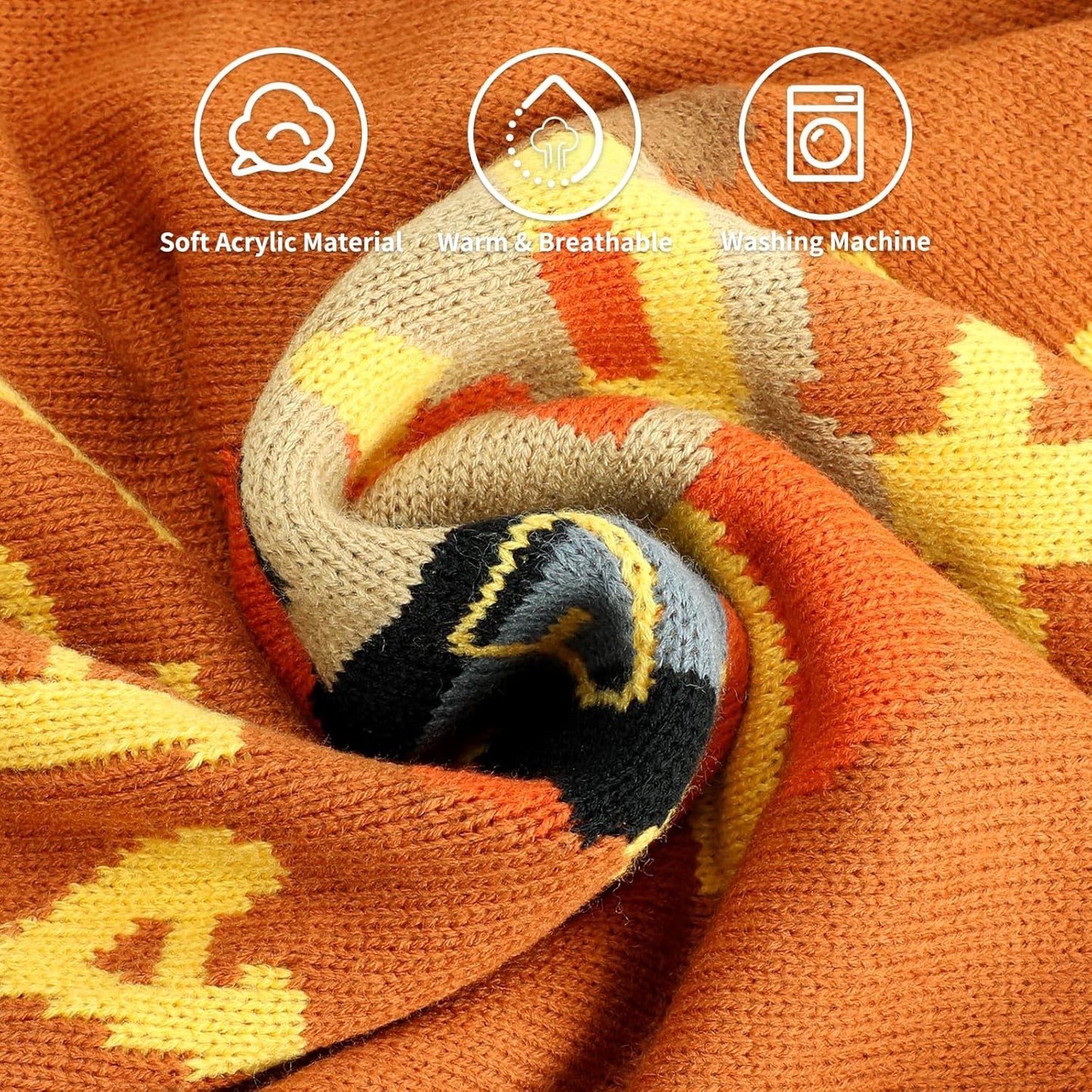 Thanksgiving Dog Turkey Sweaters Pullover Knitwear,Thick Warm Pet Knitted Clothes, Fall Turtleneck Dog Sweaters for Medium Large Dogs Girl Boy Pet Outfits Sweatshirt for Cold Weather L