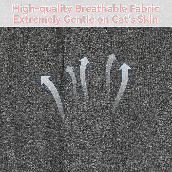 2 PCS Cat Recovery Suit for Spay Abdominal Wounds Female, Cat Onesie for Cats After Surgery, Pet Surgery Recovery Suit Kitten Onesie for Cats Anti Licking (Grey (2PCS), Large)