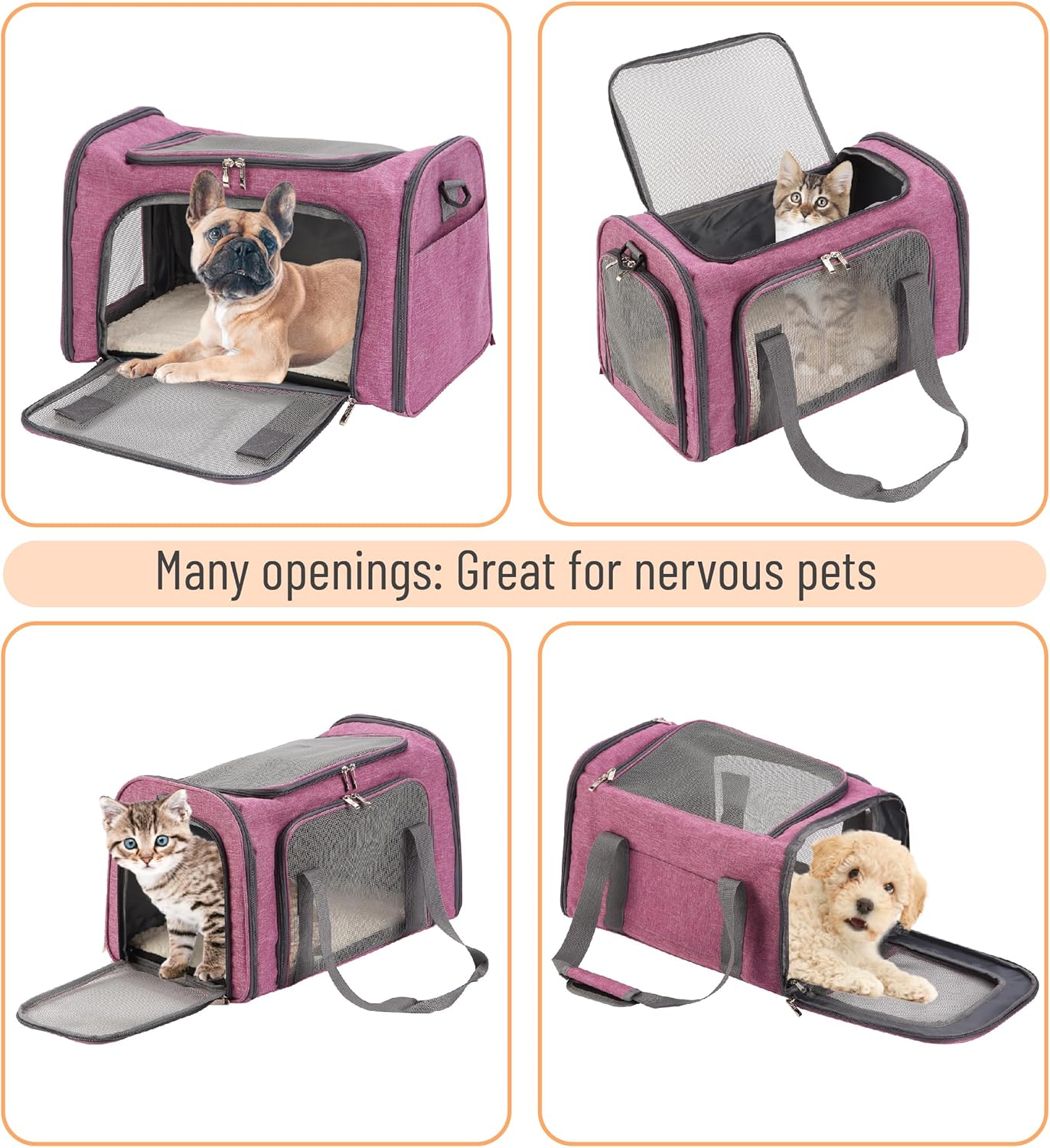 Mr. Pen- Pet Carrier, Pink, Soft-Sided Cat & Dog Carrier, Bag for Travel