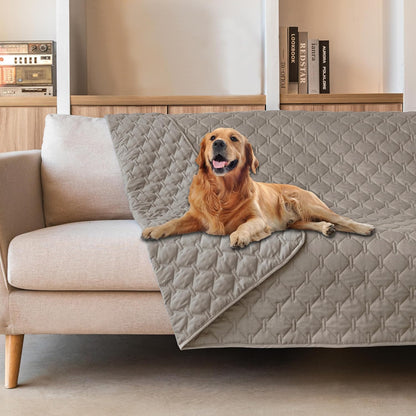 gogobunny 3X Stronger Waterproof Pet Blanket, Scratch Proof Furniture Protector for Dogs Cats, Reversible Cover 82x120 Inch, Dark Stone