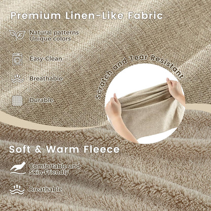 Miguel Faux Linen Dog Bed with Removable Cushion Pillow for Medium Small Dogs, Washable Pet Bed with Side Easy to Wash Puppy Bed, Rectangle Cat Bed for Indoor Cat with Anti-Slip Bottom, Beige 25 Inch