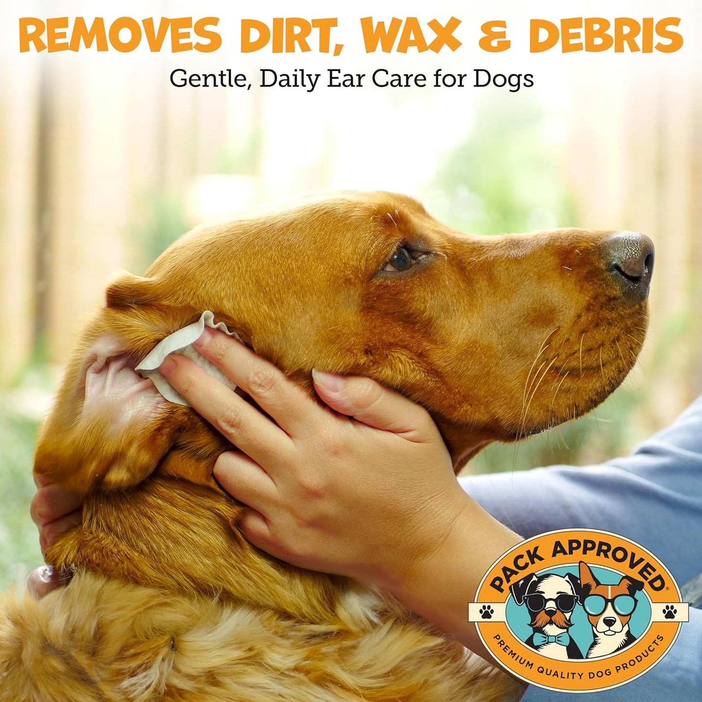 Ear Wipes for Dogs with Aloe Vera & Eucalyptus - Gentle Ear Cleaner for Dogs to Help Remove Wax and Odor - Convenient and Mess-Free Cleaning Pads for Dirty, Itchy Ears - 100 Wipes