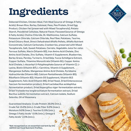 Blue Buffalo Tastefuls Natural Dry Food for Adult Indoor Cats, Chicken & Brown Rice Recipe, 15-lb. Bag