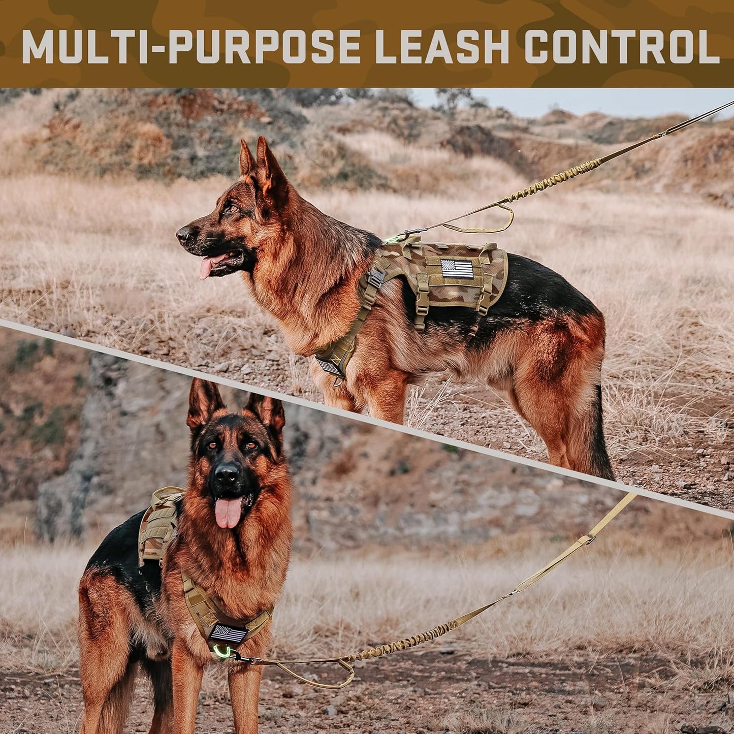Forestpaw Dog Harness Medium Sized,Tactical Dog Harness with Handle,No Pull Military Style Service Dog Vest with Pockets Adjustable for Medium Large Dogs,Camouflage Brown,Chest 21.5-45"