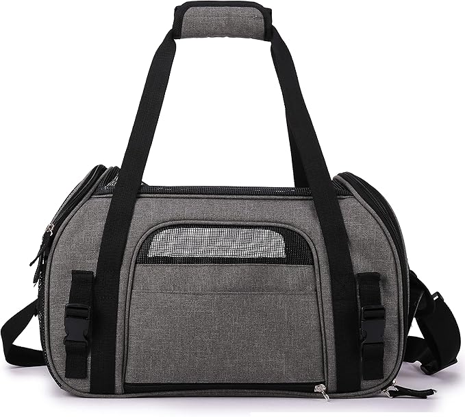EliteField Soft Pet Carrier (3 Year Warranty, Airline Approved) Soft Sided Dog Puppy Cat Carrier Travel Bag (X-Large: 21" L x 12" W x 13" H, Charcoal Gray)