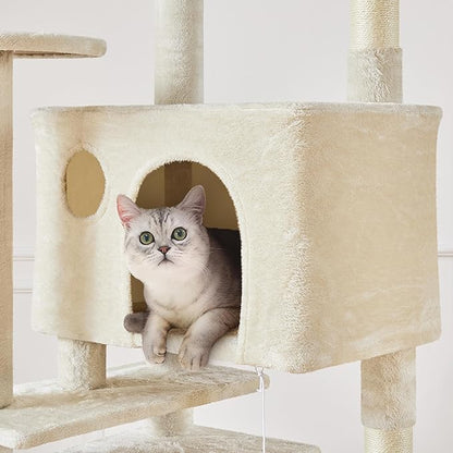 Yaheetech XL Cat Tree, 80in Multi-Level Tower w/Scratching Posts, Double Condo, Perched Platforms & Dangling Balls, Cat Stand House for Kittens