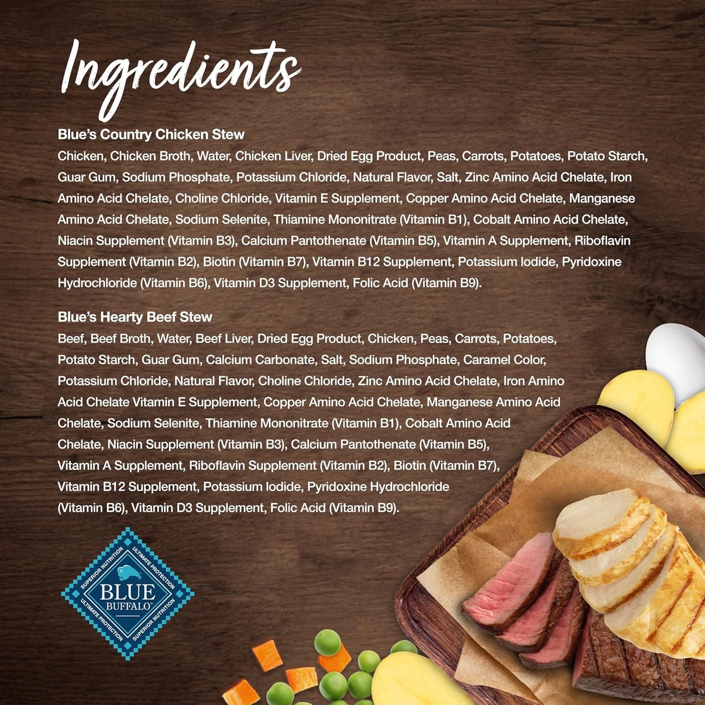 Blue Buffalo Blue's Stew Natural Wet Dog Food, Made with Natural Ingredients, Hearty Beef and Country Chicken Variety Pack, 12.5-oz Cans, 6 Count