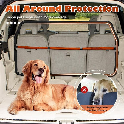 Dog Barrier for Cargo Area, 46" Wide See Through Vehicle Car Hatchback Dog Car Net Barrier, Dog Car Net Mesh for 3rd Row Seat,Back Seat Car Divider Barrier Restraint Fence Trunk Shield for Car