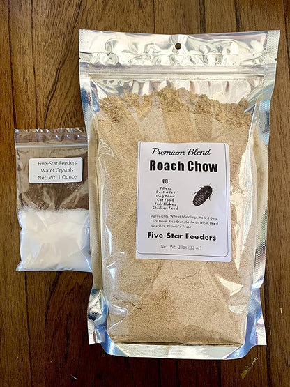 Premium Roach/Cricket Chow and Water Crystal Combos by Five-Star Feeders (2 lb. Roach Chow and 1 oz. Water Crystals)