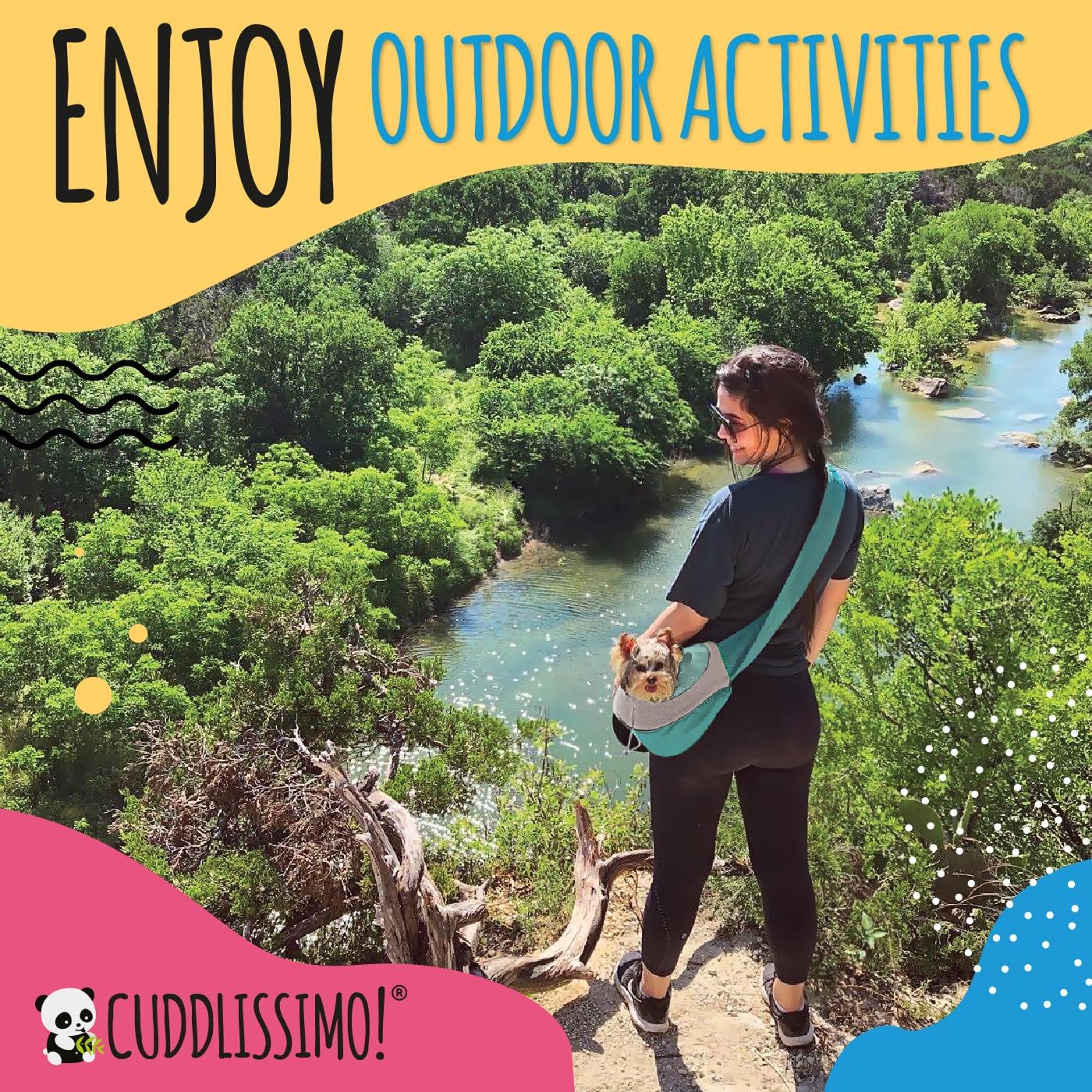 Pet Sling Carrier - Carefully Sized for Teacup & Toy Breed Puppies & Cats (Under 6lb) - Soft Pouch for Small Dogs, Yorkies, Chihuahuas - Ideal for Hands-Free Doggy Travel & Walks (Teal)