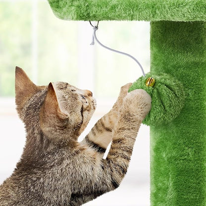 Yaheetech 62in Cat Tree Tower for Indoor Cats, Furniture w/Double Condo, Scratching Posts, Multiple Platforms and Balls for Kittens, Green