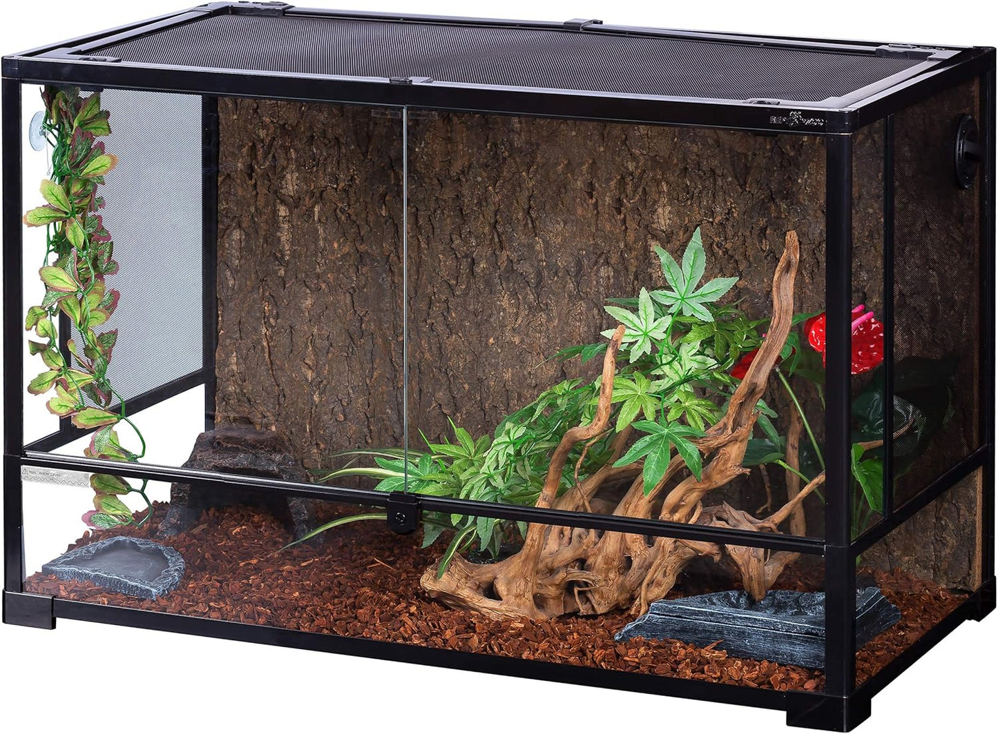 REPTI Zoo 67 Gallon Reptile Glass Terrarium, Double Hinge Door Reptile Tank, Side/TOP Screens Ventilation Reptile Terrarium Reptile Enclosure, 36" x 18" x 24" Gecko Tank (Knock-Down) (RK0120N)