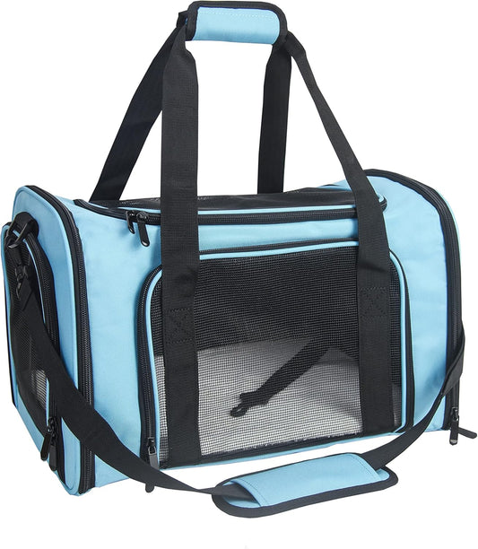 Soft Sided Carrier for Small Medium Cats Dogs,TSA Airline Approved Collapsible Travel Pet Carrier Medium Blue