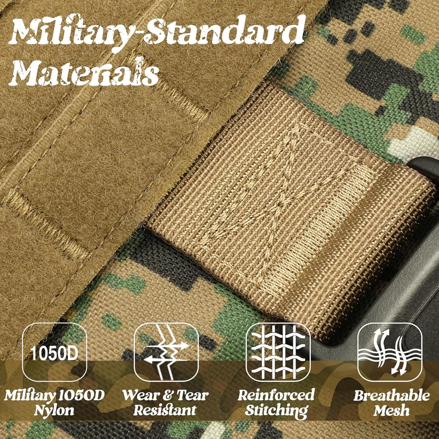 rabbitgoo Tactical Dog Harness for Large, Heavy Duty Pet Harness with Handle, No-Pull Service Vest Large Breed, Adjustable Military Dog Vest for Training Hunting Walking, Brown Camo, XL