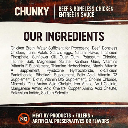 Wellness CORE Signature Selects Chunky Adult Wet Cat Food, Natural, Protein-Rich, Grain Free, 2.8 Ounce, 12 Pack (Beef & Chicken)